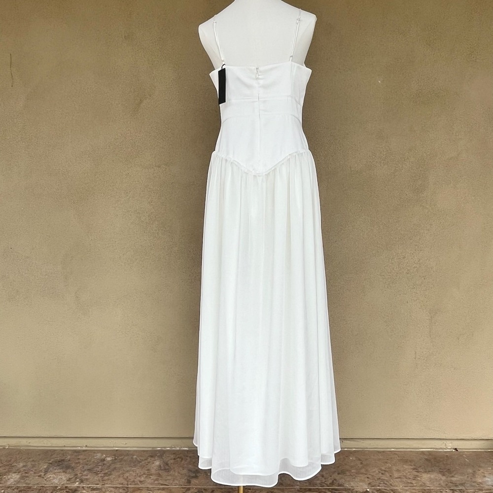 Gianni Bini Caelynn Bell Mary Drop Waist Maxi Dress White Sm 6 NWT Wedding Bride - Picture 7 of 16